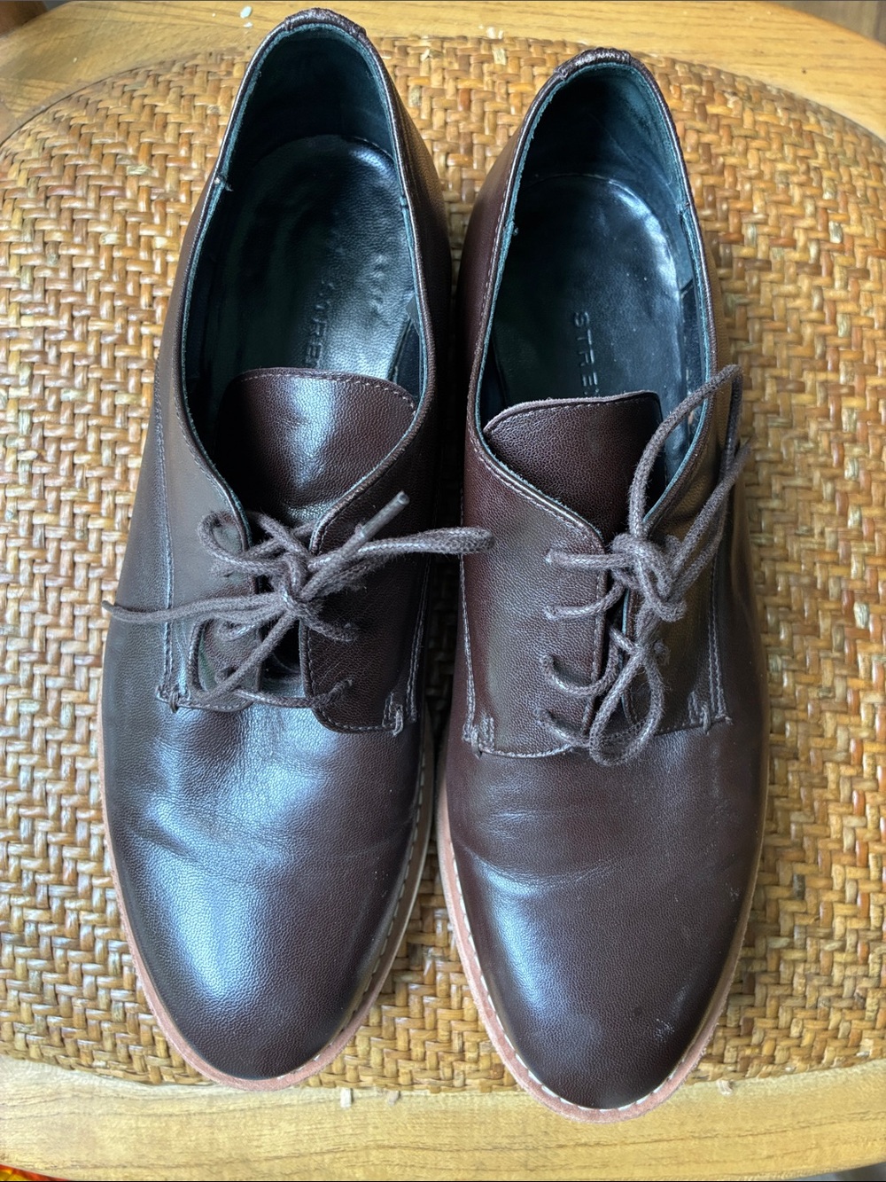 STRENESSE Brown Leather business tie Oxford
